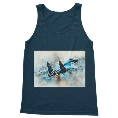 VIRGIN TEEZ Tank Top Navy / S SU-27 Flanker digital painting Classic Women's Tank Top