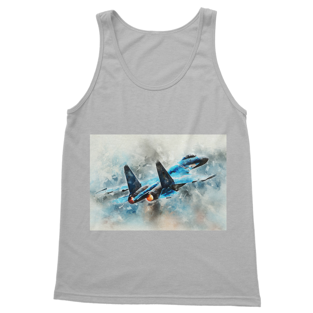 VIRGIN TEEZ Tank Top Light Grey / S SU-27 Flanker digital painting Classic Women's Tank Top