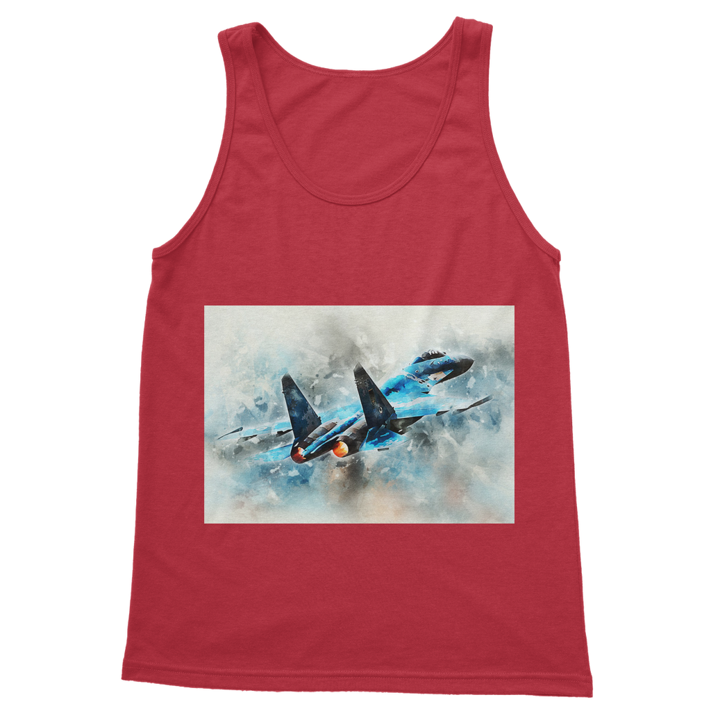 VIRGIN TEEZ Tank Top Red / S SU-27 Flanker digital painting Classic Women's Tank Top