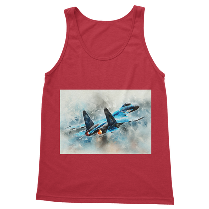 VIRGIN TEEZ Tank Top Red / S SU-27 Flanker digital painting Classic Women's Tank Top