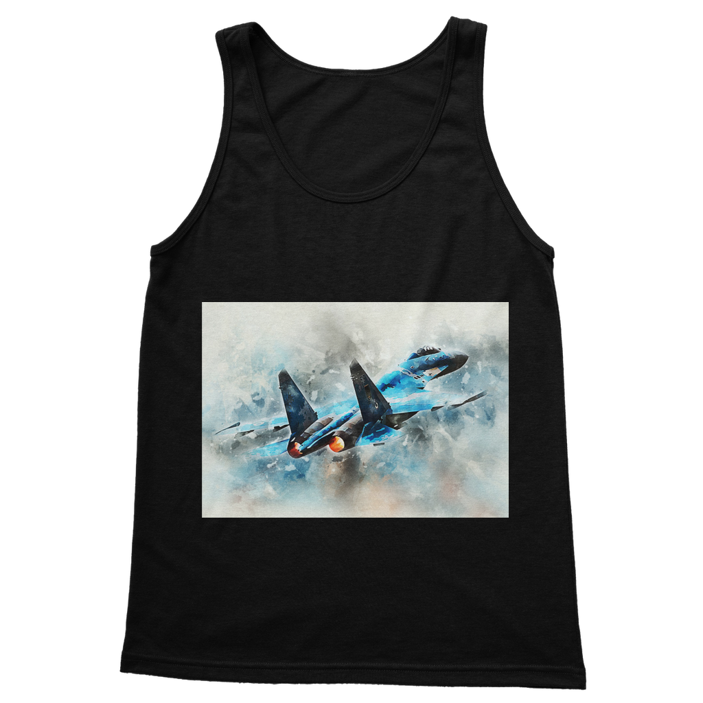 VIRGIN TEEZ Tank Top Black / S SU-27 Flanker digital painting Classic Women's Tank Top