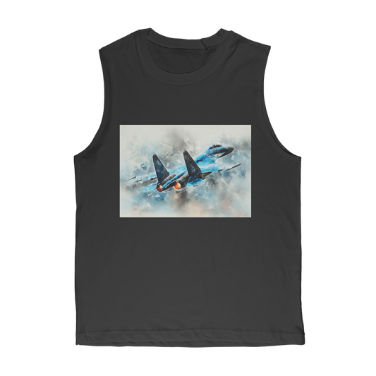 VIRGIN TEEZ Tank Top Black / Unisex / S SU-27 Flanker digital painting Premium Adult Muscle Top