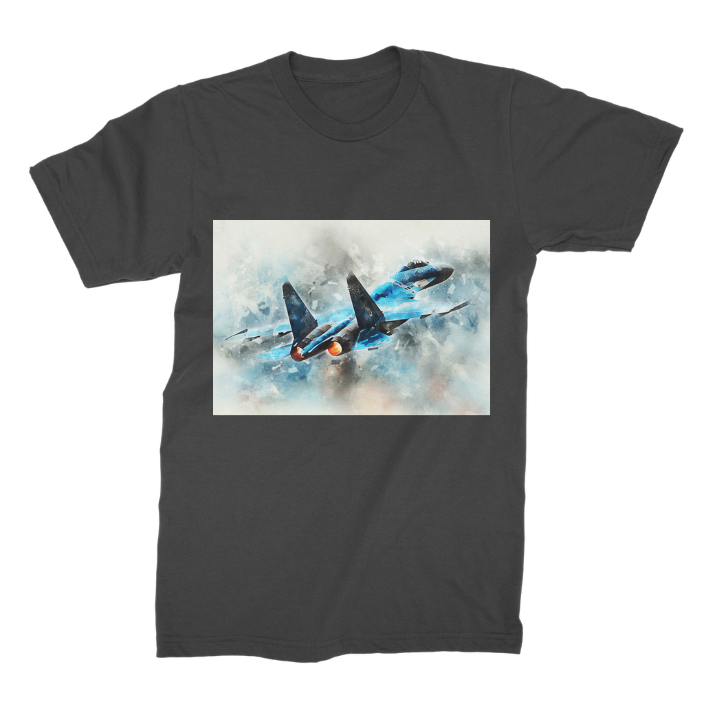 VIRGIN TEEZ Men T-Shirts Black / Male / S SU-27 Flanker digital painting Premium Jersey Men's T-Shirt