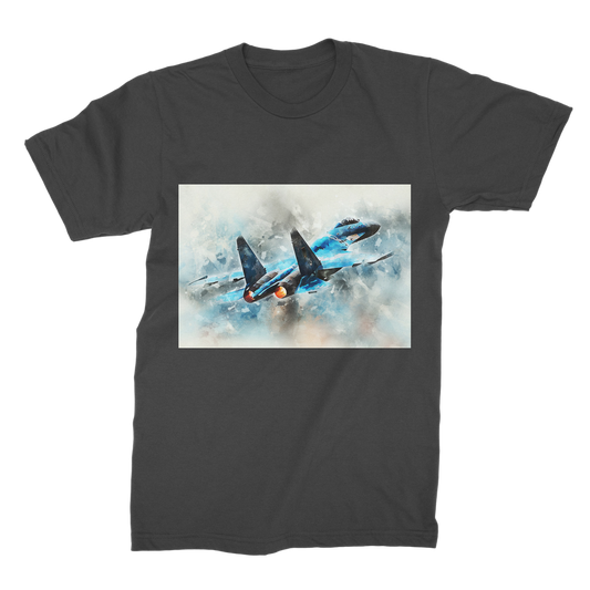 VIRGIN TEEZ Men T-Shirts Black / Male / S SU-27 Flanker digital painting Premium Jersey Men's T-Shirt