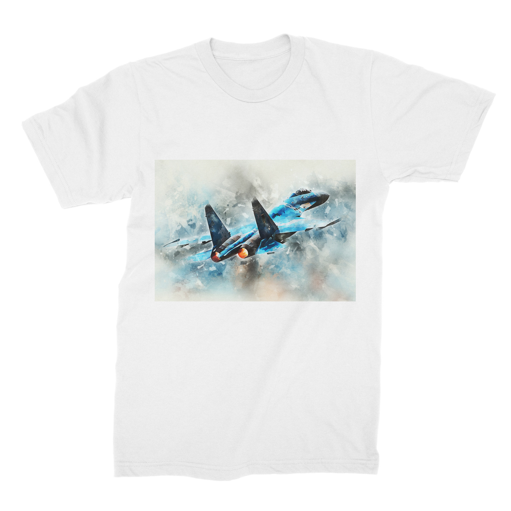 VIRGIN TEEZ Men T-Shirts White / Male / S SU-27 Flanker digital painting Premium Jersey Men's T-Shirt