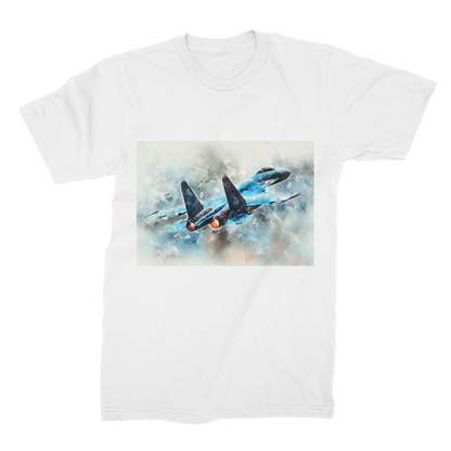 VIRGIN TEEZ Men T-Shirts White / Male / S SU-27 Flanker digital painting Premium Jersey Men's T-Shirt