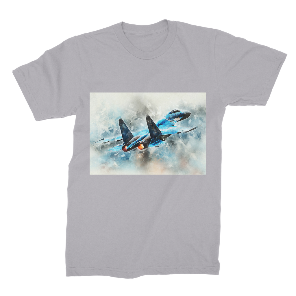 VIRGIN TEEZ Men T-Shirts Light Grey / Male / S SU-27 Flanker digital painting Premium Jersey Men's T-Shirt