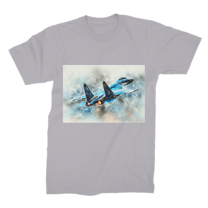 VIRGIN TEEZ Men T-Shirts Light Grey / Male / S SU-27 Flanker digital painting Premium Jersey Men's T-Shirt