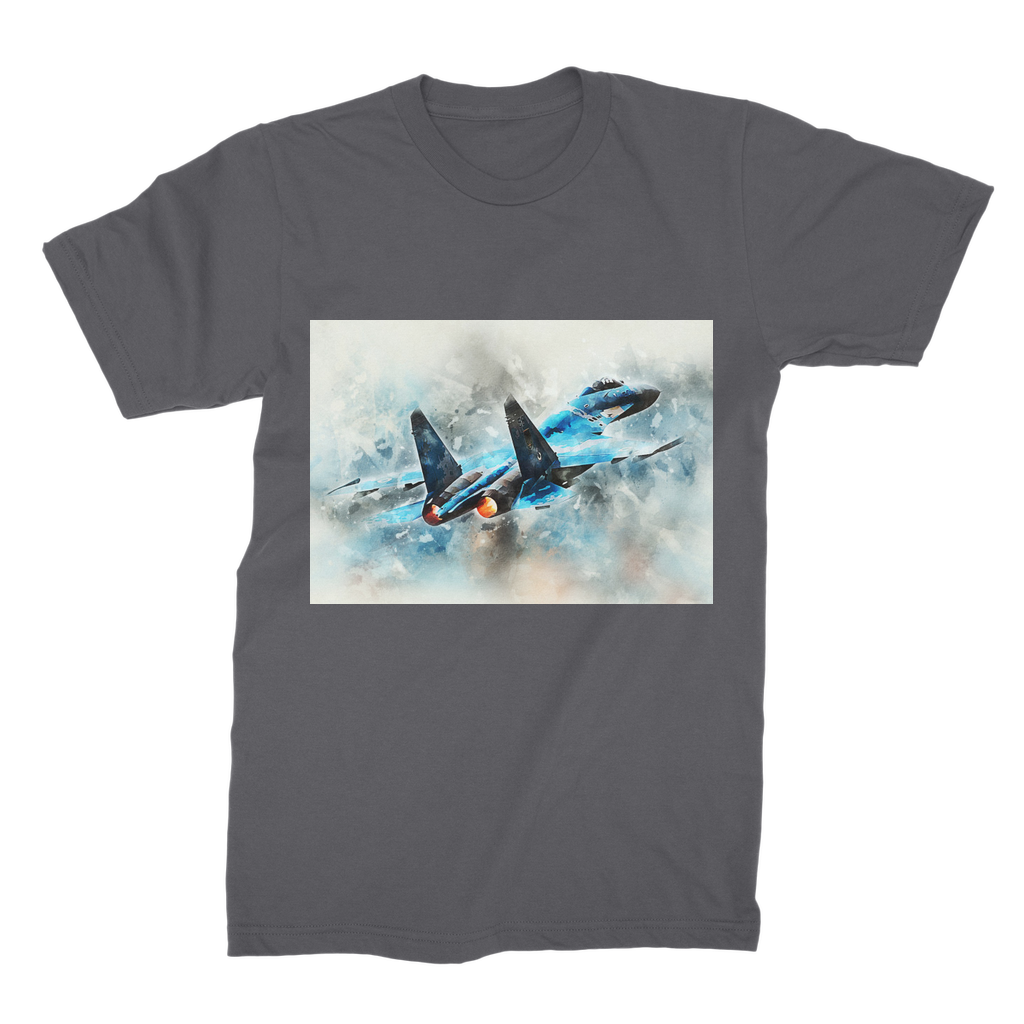 VIRGIN TEEZ Men T-Shirts Dark Grey / Male / S SU-27 Flanker digital painting Premium Jersey Men's T-Shirt