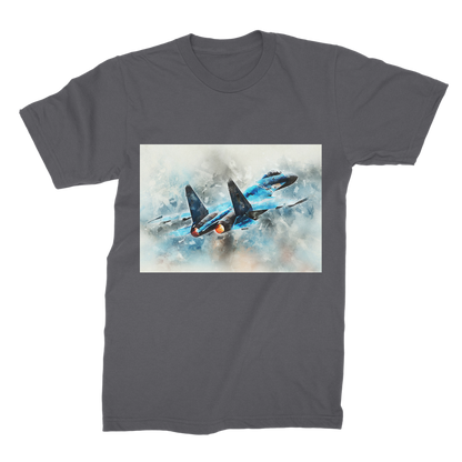 VIRGIN TEEZ Men T-Shirts Dark Grey / Male / S SU-27 Flanker digital painting Premium Jersey Men's T-Shirt