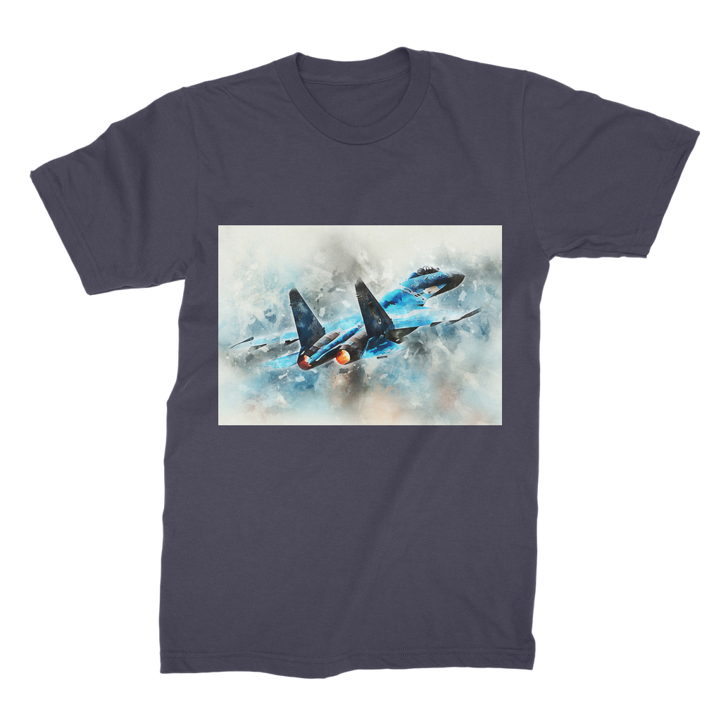 VIRGIN TEEZ Men T-Shirts Navy / Male / S SU-27 Flanker digital painting Premium Jersey Men's T-Shirt