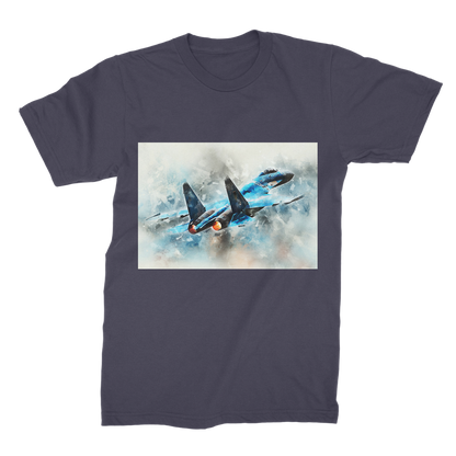 VIRGIN TEEZ Men T-Shirts Navy / Male / S SU-27 Flanker digital painting Premium Jersey Men's T-Shirt