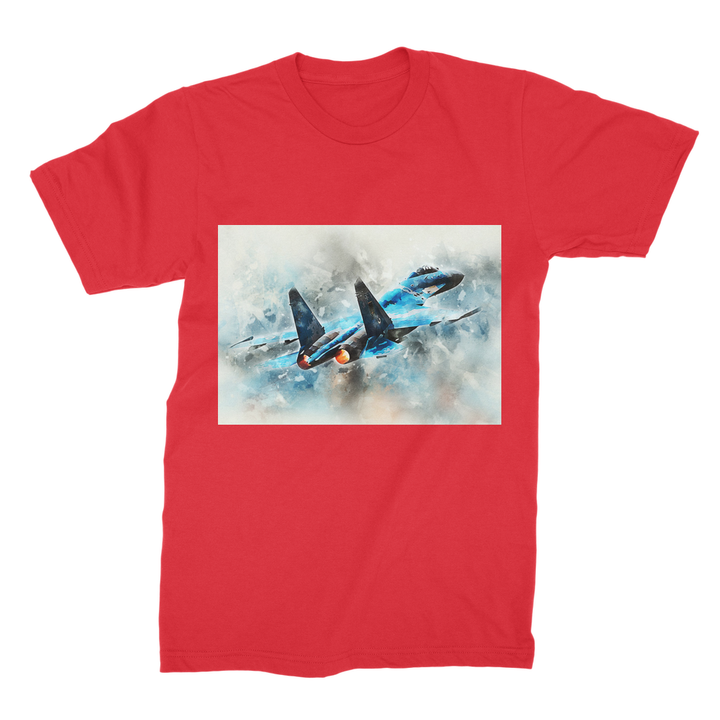 VIRGIN TEEZ Men T-Shirts Red / Male / S SU-27 Flanker digital painting Premium Jersey Men's T-Shirt