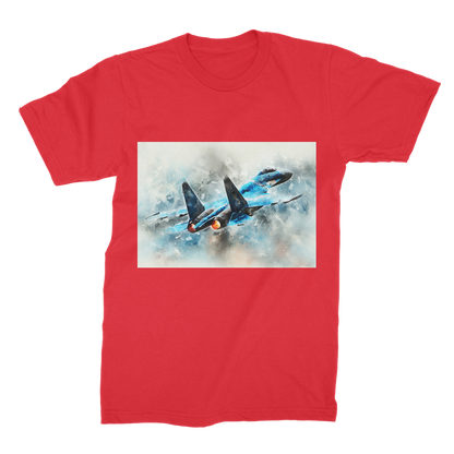 VIRGIN TEEZ Men T-Shirts Red / Male / S SU-27 Flanker digital painting Premium Jersey Men's T-Shirt