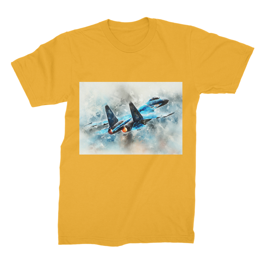 VIRGIN TEEZ Men T-Shirts Gold / Male / S SU-27 Flanker digital painting Premium Jersey Men's T-Shirt