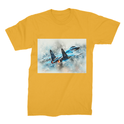 VIRGIN TEEZ Men T-Shirts Gold / Male / S SU-27 Flanker digital painting Premium Jersey Men's T-Shirt