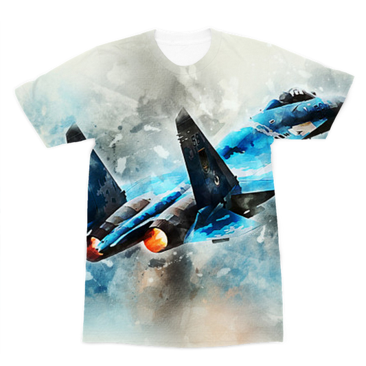 VIRGIN TEEZ Sublimation Men T-Shirt XS SU-27 Flanker digital painting Premium Sublimation Adult T-Shirt