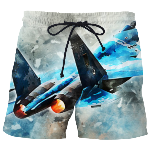 VIRGIN TEEZ Shorts SU-27 Flanker digital painting Shorts