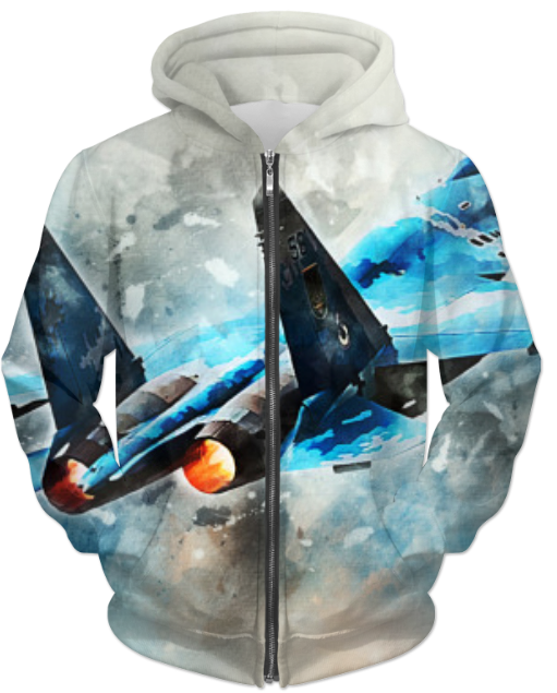 Virgin Teez Sublimation Hoodie SU-27 Flanker digital painting UNISEX ZIP HOODIE