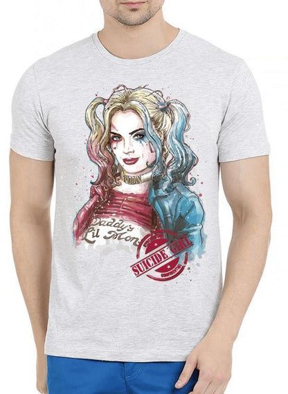 M Nidal Khan T-shirt SMALL / Offwhite Suicide Squad Harley Quin Half Sleeves Melange T-shirt