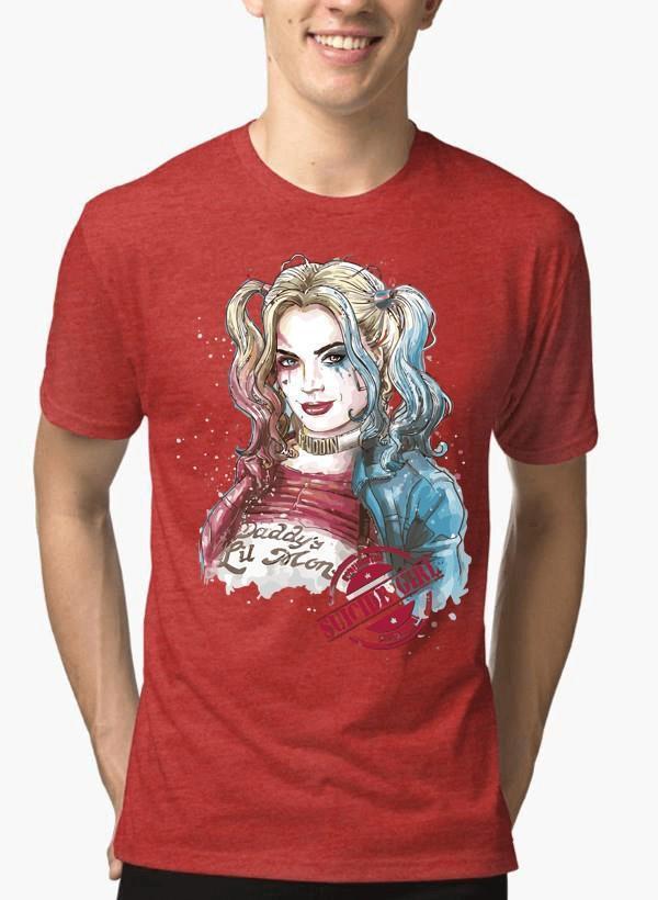 M Nidal Khan T-shirt SMALL / Red Suicide Squad Harley Quin Half Sleeves Melange T-shirt