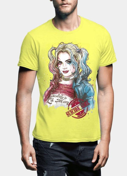 M Nidal Khan T-shirt SMALL / Yellow Suicide Squad Harley Quin Half Sleeves T-shirt