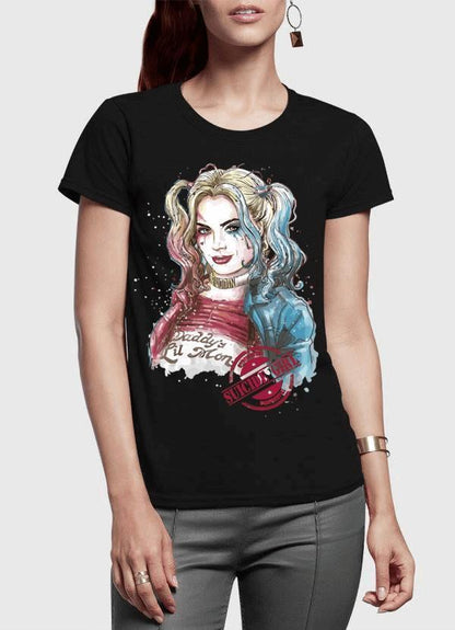 M Nidal Khan Women T-Shirt SMALL / Black Suicide Squad Harley Quin Half Sleeves Women T-shirt