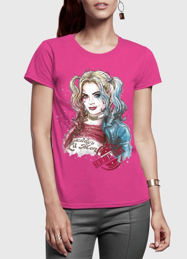 M Nidal Khan Women T-Shirt SMALL / Pink Suicide Squad Harley Quin Half Sleeves Women T-shirt