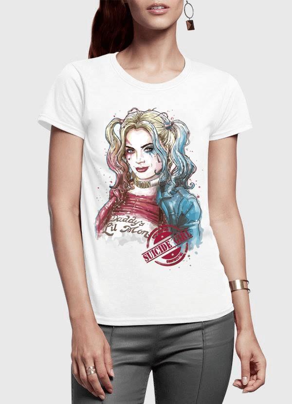 M Nidal Khan Women T-Shirt SMALL / White Suicide Squad Harley Quin Half Sleeves Women T-shirt