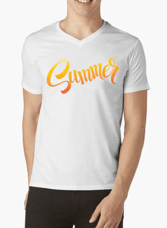 Aneeq Arshad T-shirt SMALL / White Summer Half Sleeves V-Neck T-shirt