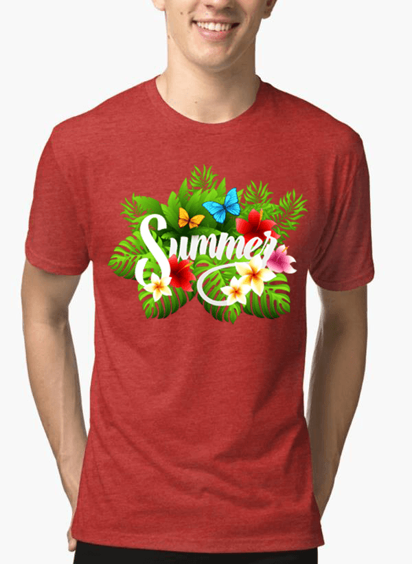 Aneeq Arshad T-shirt SMALL / Red Summer Time Half Sleeves Melange T-shirt