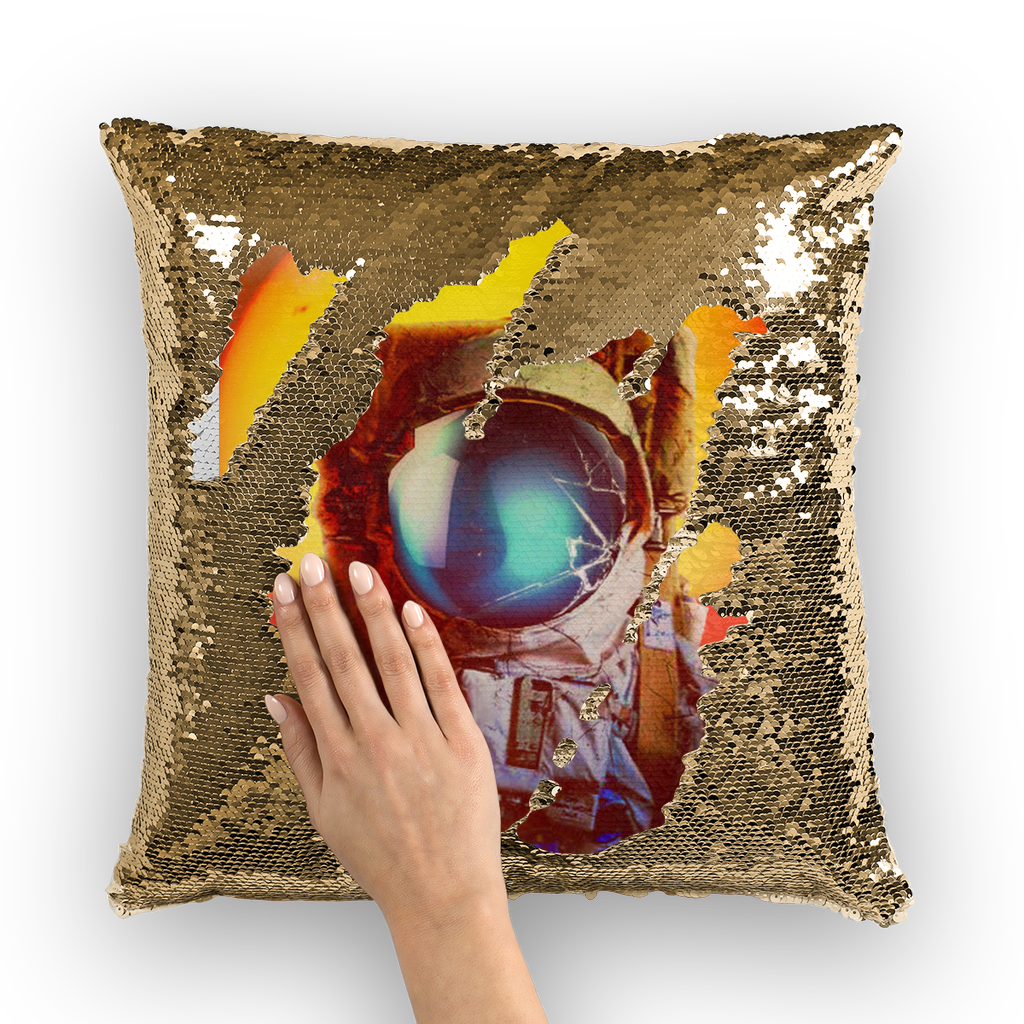 VIRGIN TEEZ Sequin Cover Gold / White Sun Sequin Cushion Cover