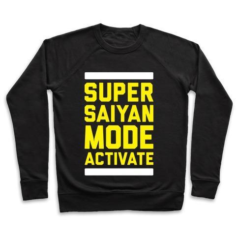 Virgin Teez  Pullover Crewneck Sweatshirt / x-small / Black SUPER SAIYAN MODE ACTIVATE CREWNECK SWEATSHIRT