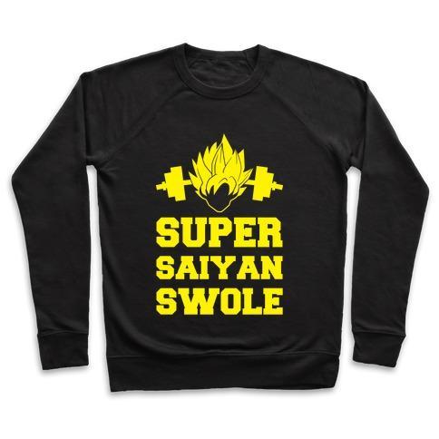 Virgin Teez  Pullover Crewneck Sweatshirt / x-small / Black SUPER SAIYAN SWOLE CREWNECK SWEATSHIRT