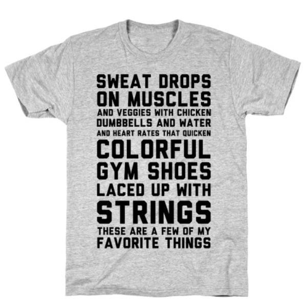 GYM FIT T-SHIRT SWEAT DROPS ON MUSCLES T-SHIRT