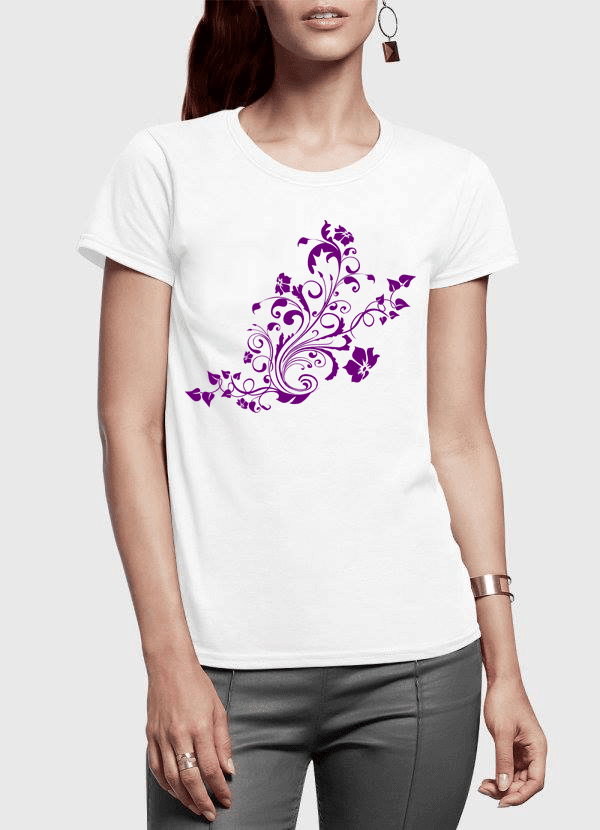 Aneeq Arshad Women T-Shirt SMALL / White Swirl Purple Half Sleeves Women T-shirt