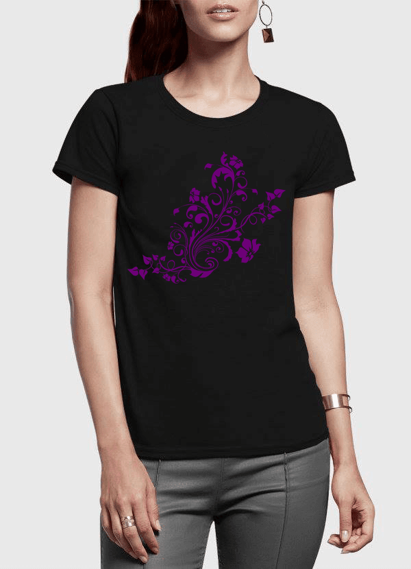 Aneeq Arshad Women T-Shirt SMALL / Black Swirl Purple Half Sleeves Women T-shirt