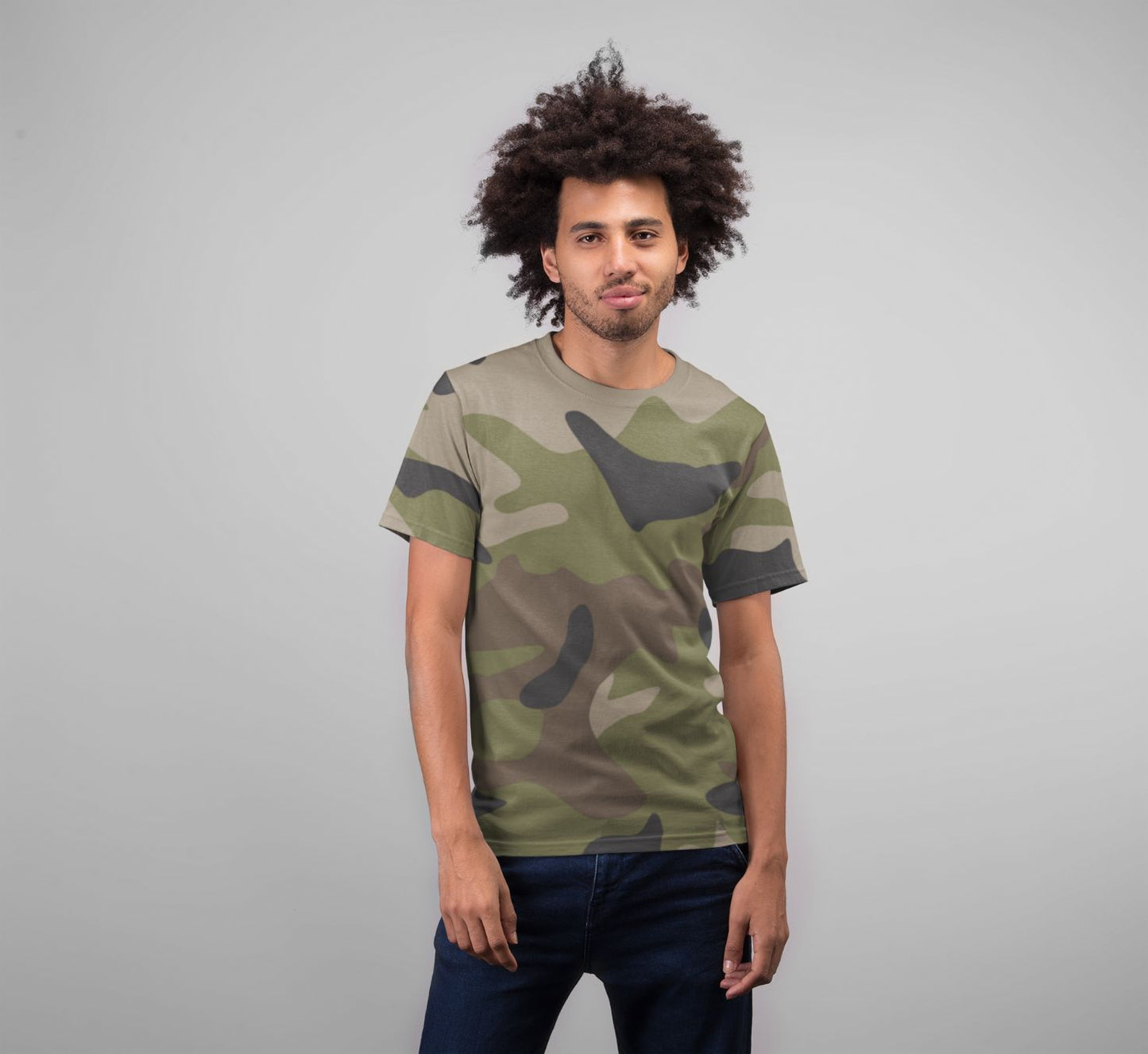 T-shirt mockup featuring a man with curly hair-22224 (6) Premium Sublimation Adult T-Shirt