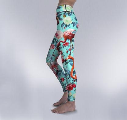 Virgin Teez Leggings Teal Flamingos Legging