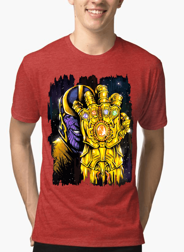 M Nidal Khan T-shirt SMALL / Red Thanos 2 Half Sleeves Melange T-shirt