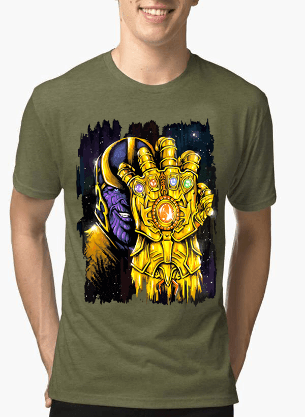 M Nidal Khan T-shirt SMALL / Green Thanos 2 Half Sleeves Melange T-shirt