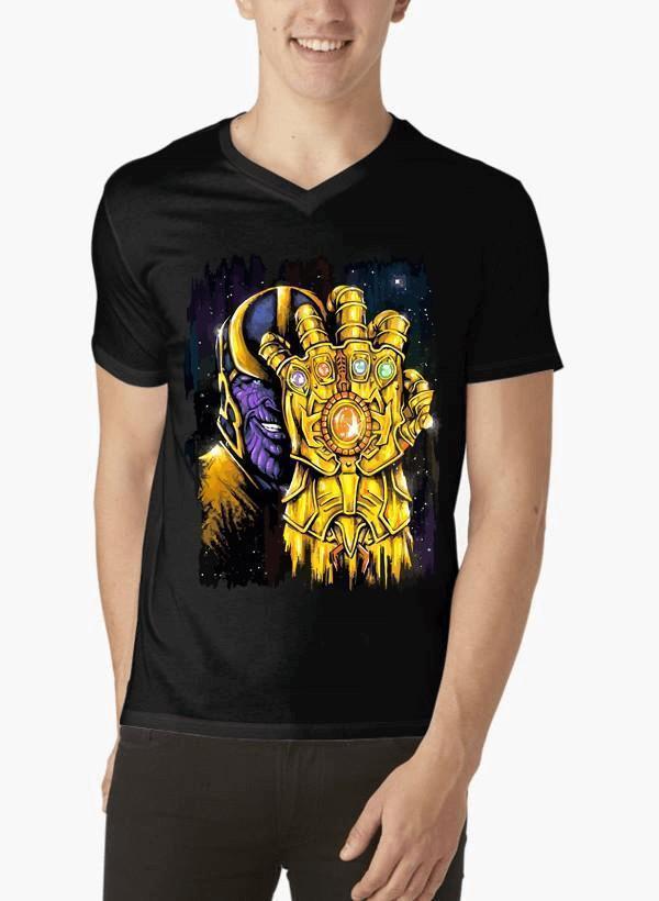 M Nidal Khan T-shirt SMALL / Black Thanos 2 Half Sleeves V-Neck T-shirt