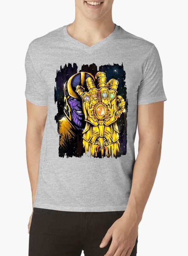 M Nidal Khan T-shirt SMALL / Gray Thanos 2 Half Sleeves V-Neck T-shirt