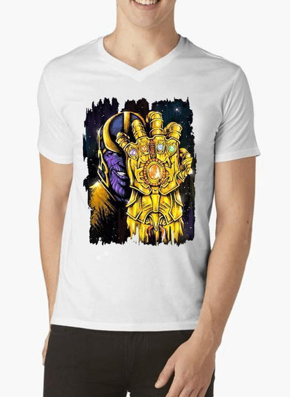 M Nidal Khan T-shirt SMALL / White Thanos 2 Half Sleeves V-Neck T-shirt