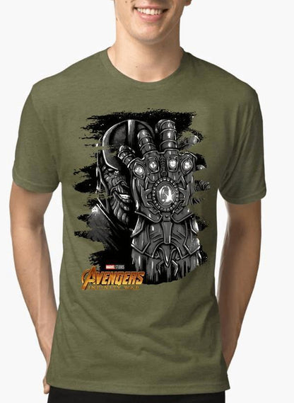 M Nidal Khan T-shirt SMALL / Green Thanos Avengers Half Sleeves Melange T-shirt