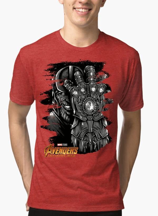 M Nidal Khan T-shirt SMALL / Red Thanos Avengers Half Sleeves Melange T-shirt