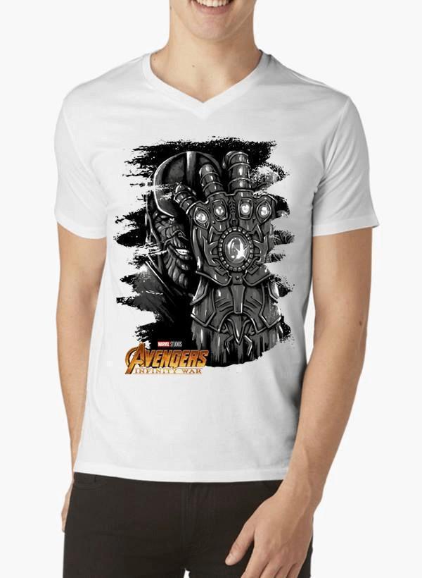 M Nidal Khan T-shirt SMALL / White Thanos Avengers V-Neck T-shirt