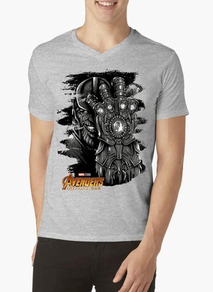 M Nidal Khan T-shirt SMALL / Gray Thanos Avengers V-Neck T-shirt