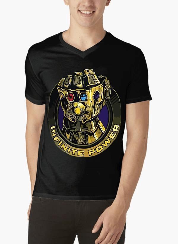 M Nidal Khan T-shirt SMALL / Black Thanos Infinite Power Half Sleeves V-Neck T-shirt