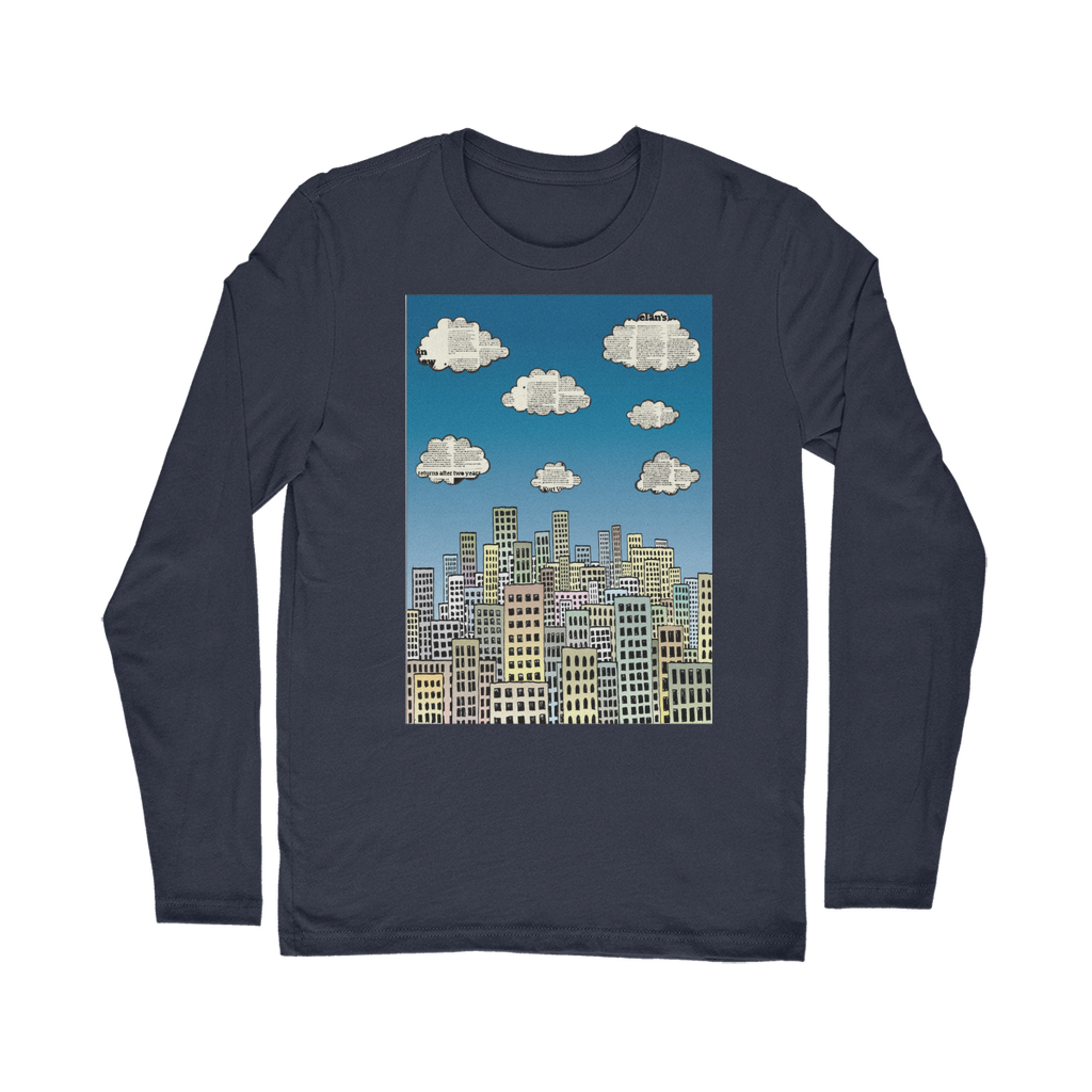 VIRGIN TEEZ Long sleeves T-shirt NAVY / Unisex / S The city of paper clouds Classic Long Sleeve T-Shirt